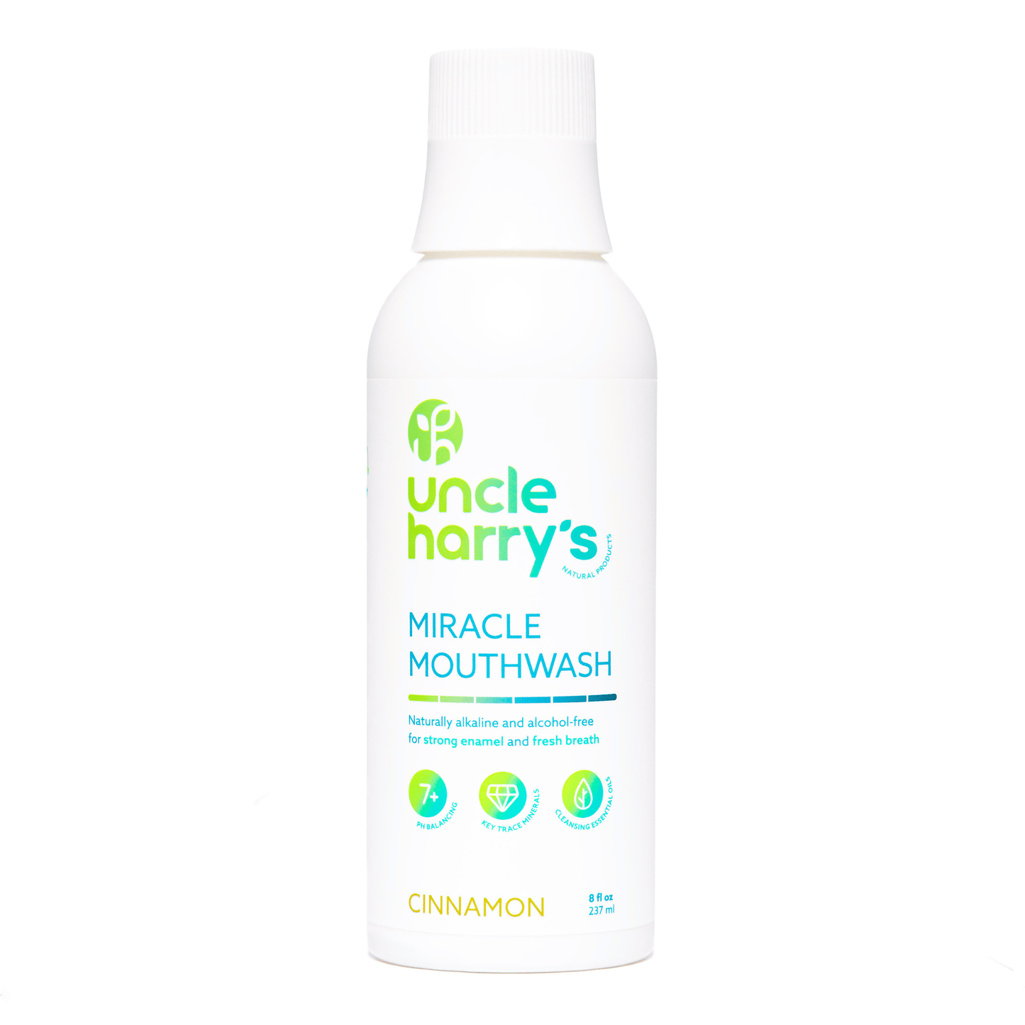 Primary Image of Cinnamon Miracle Mouthwash 8 oz, white mouthwash bottle
