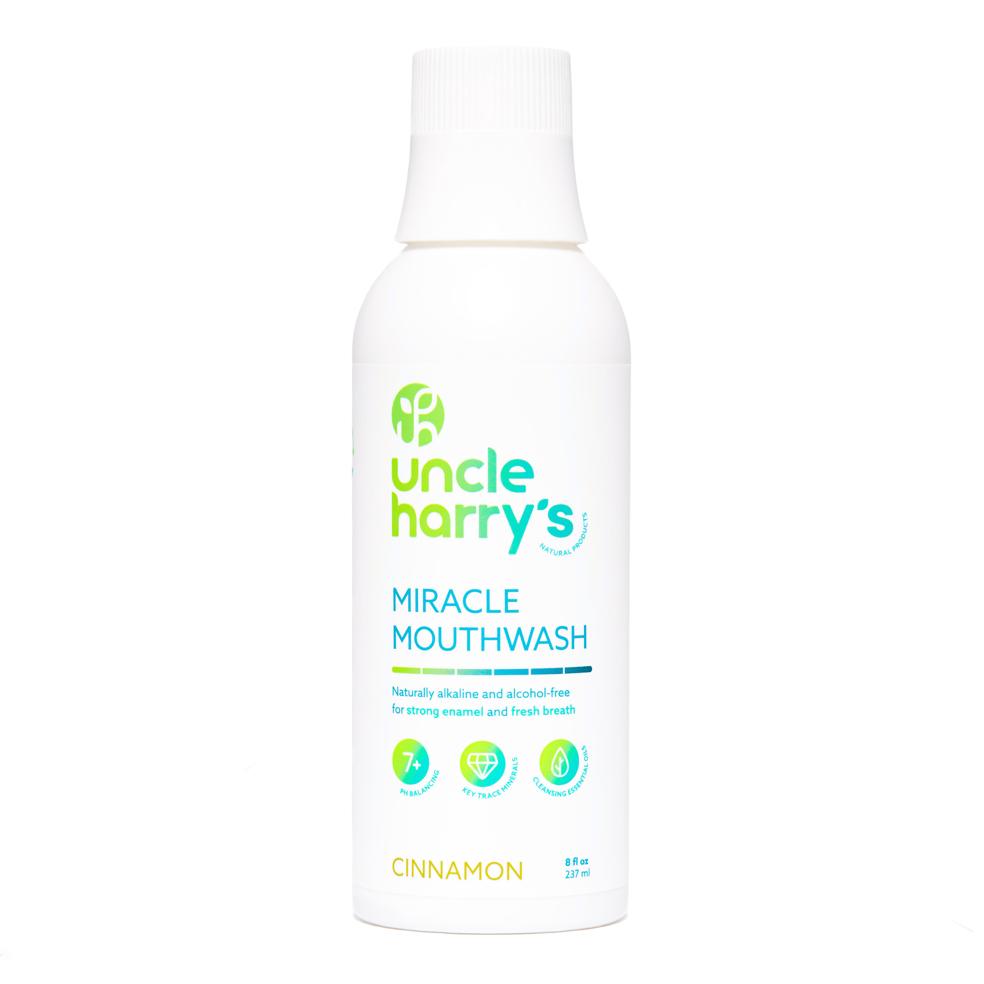 Primary Image of Cinnamon Miracle Mouthwash 8 oz, white mouthwash bottle