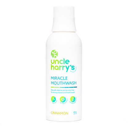 Primary Image of Cinnamon Miracle Mouthwash 8 oz, white mouthwash bottle