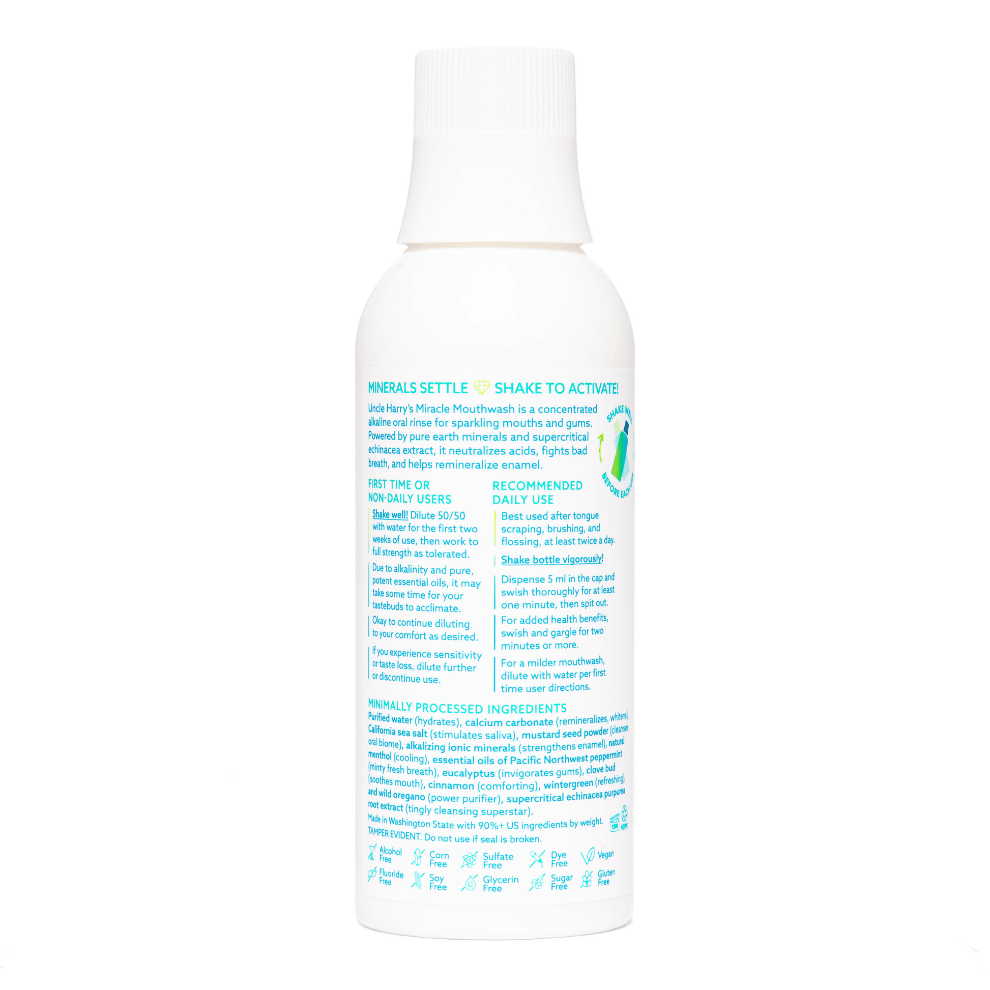 Alternate Image of Cinnamon Miracle Mouthwash 8 oz, white mouthwash bottle