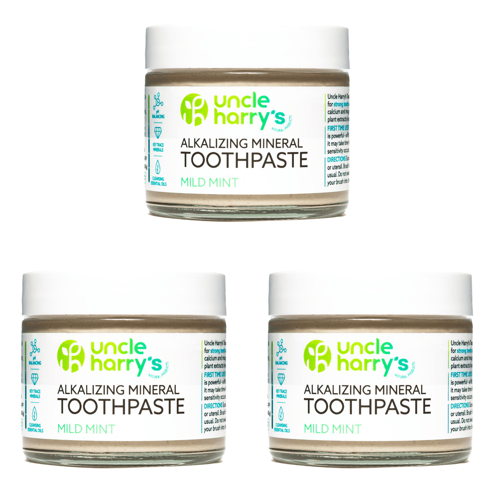 Uncle Harry's Mild Mint Toothpaste | 3 count | Smallflower