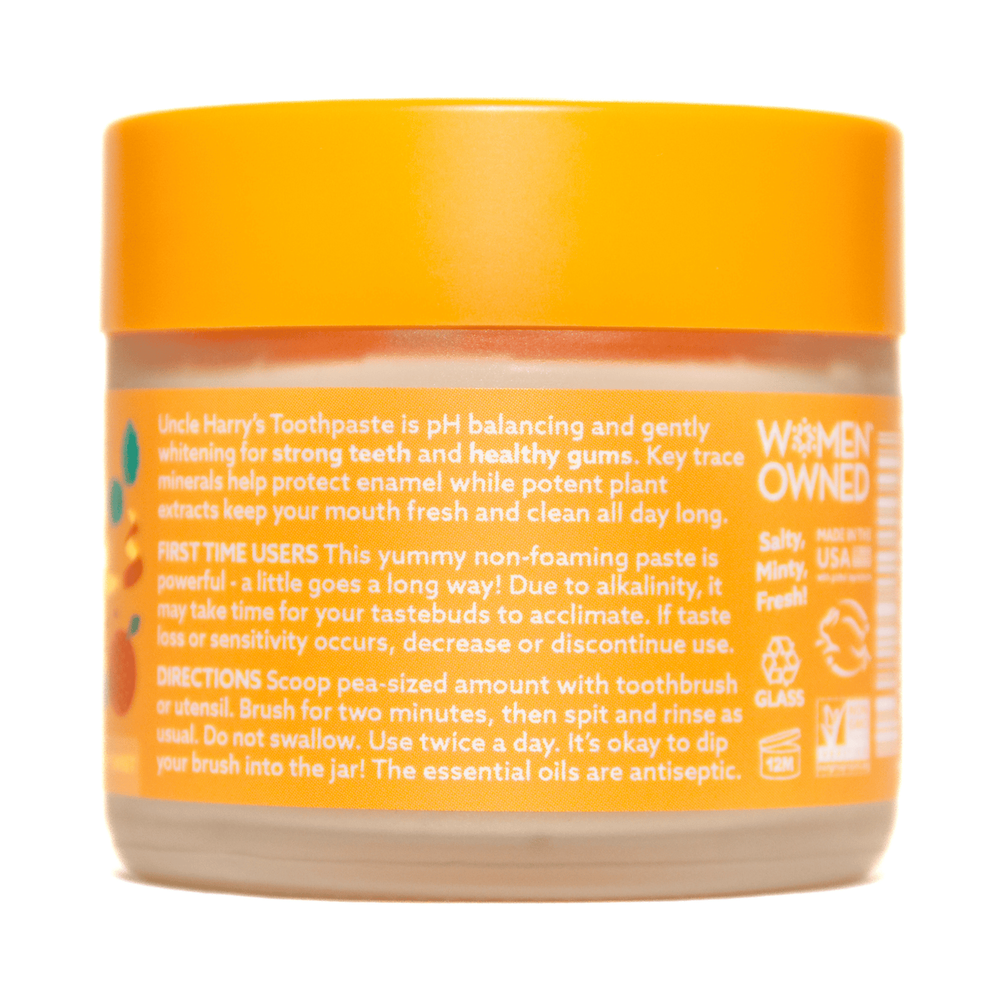 Alternate Image of Orange Blossom Toothpaste, frosted jar with orange lid and label