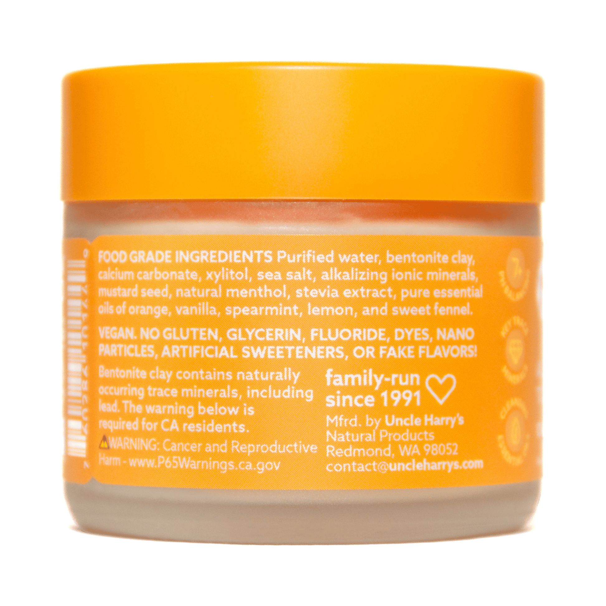 Alternate Image of Orange Blossom Toothpaste, frosted jar with orange lid and label