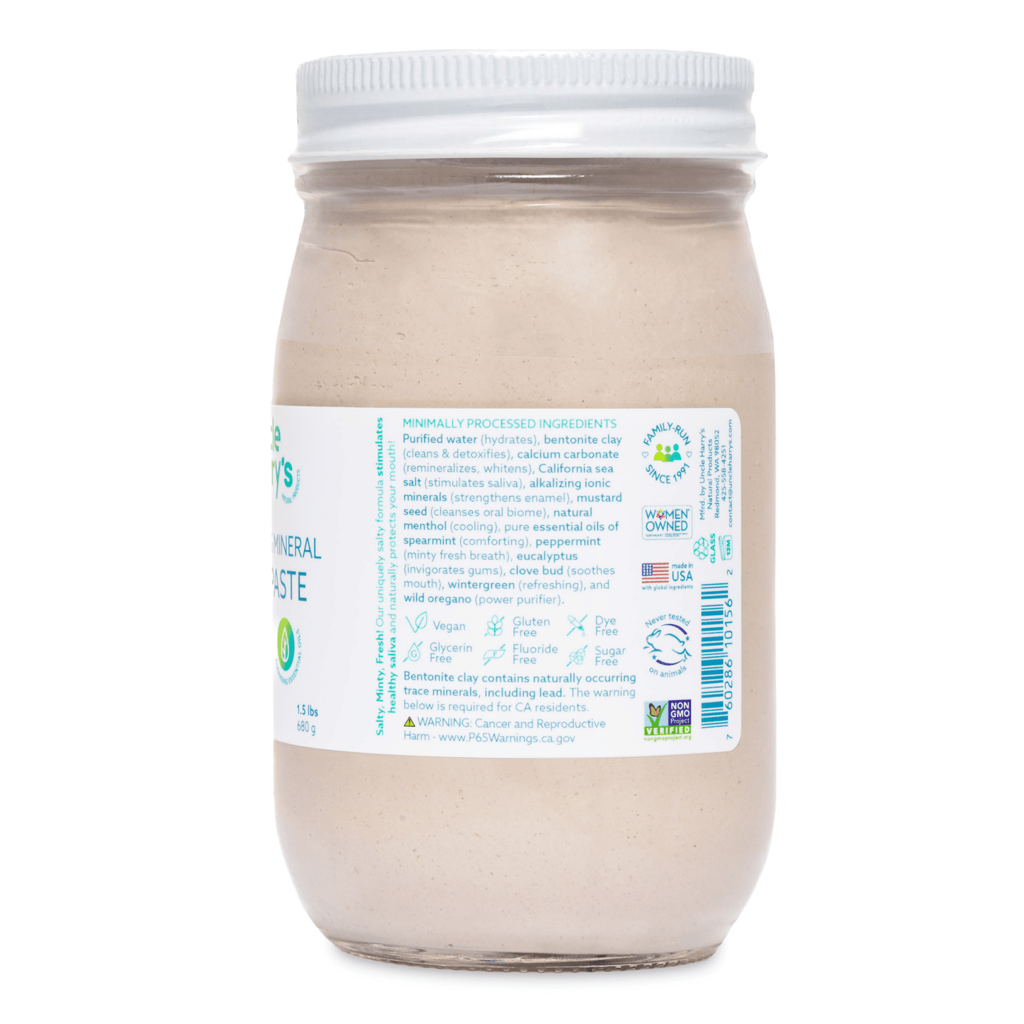 Alternate Image of Spearmint Toothpaste Jar, clear jar with white lid and label