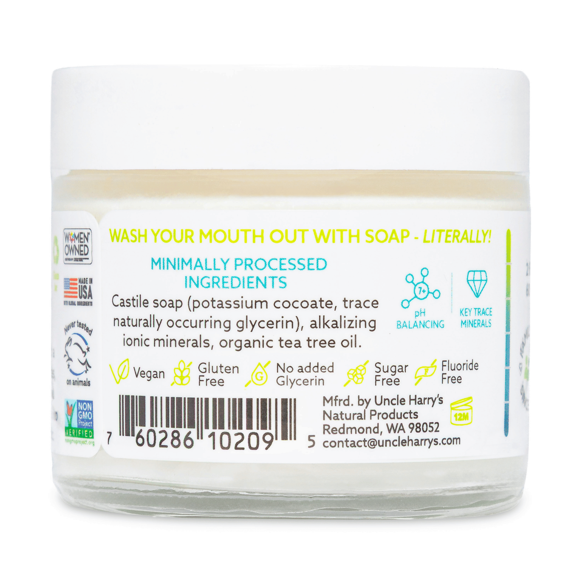 Alternate Image of Tea Tree Miracle Alkaline Tooth Suds, clear jar with white lid and label