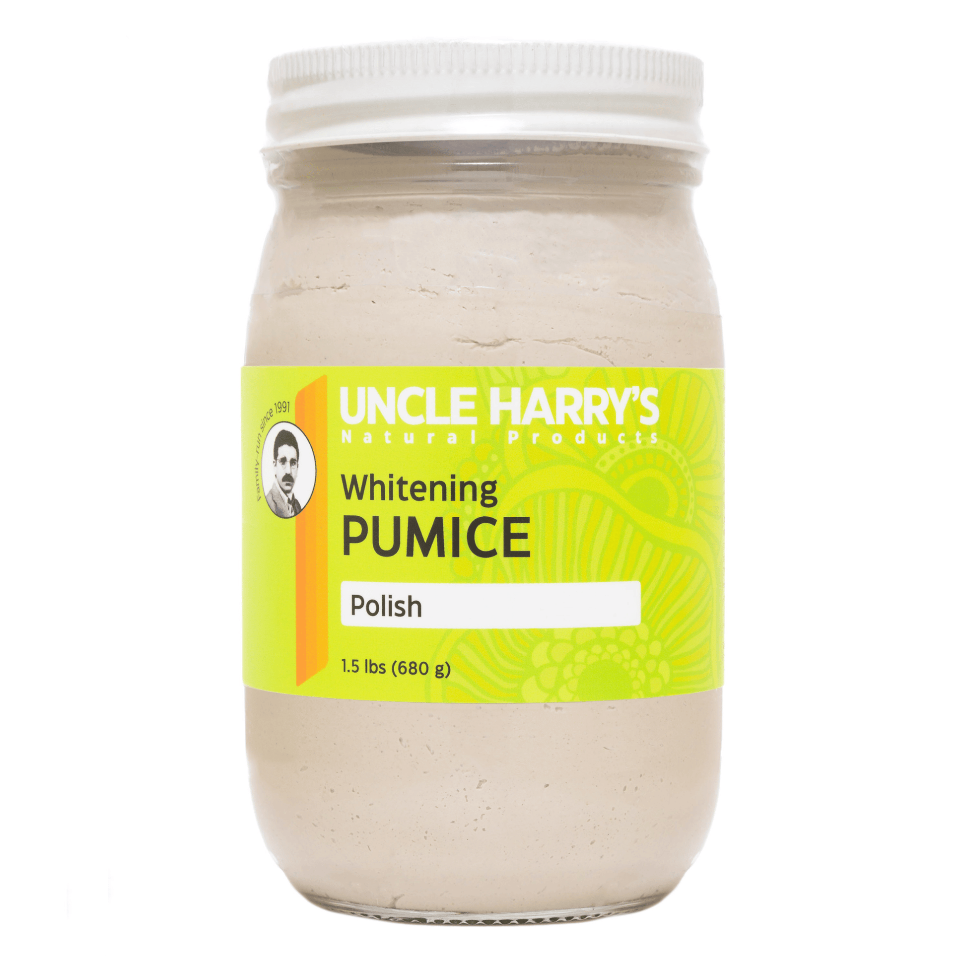 Primary Image of  Whitening Pumice Polish, clear jar with white lid and green label