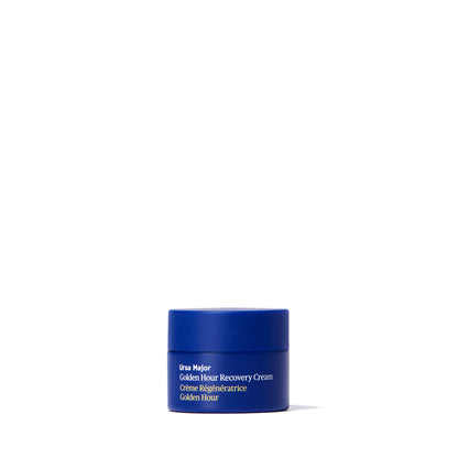 Primary Image of Golden Hour Recovery Cream Traveler, dark blue skincare jar