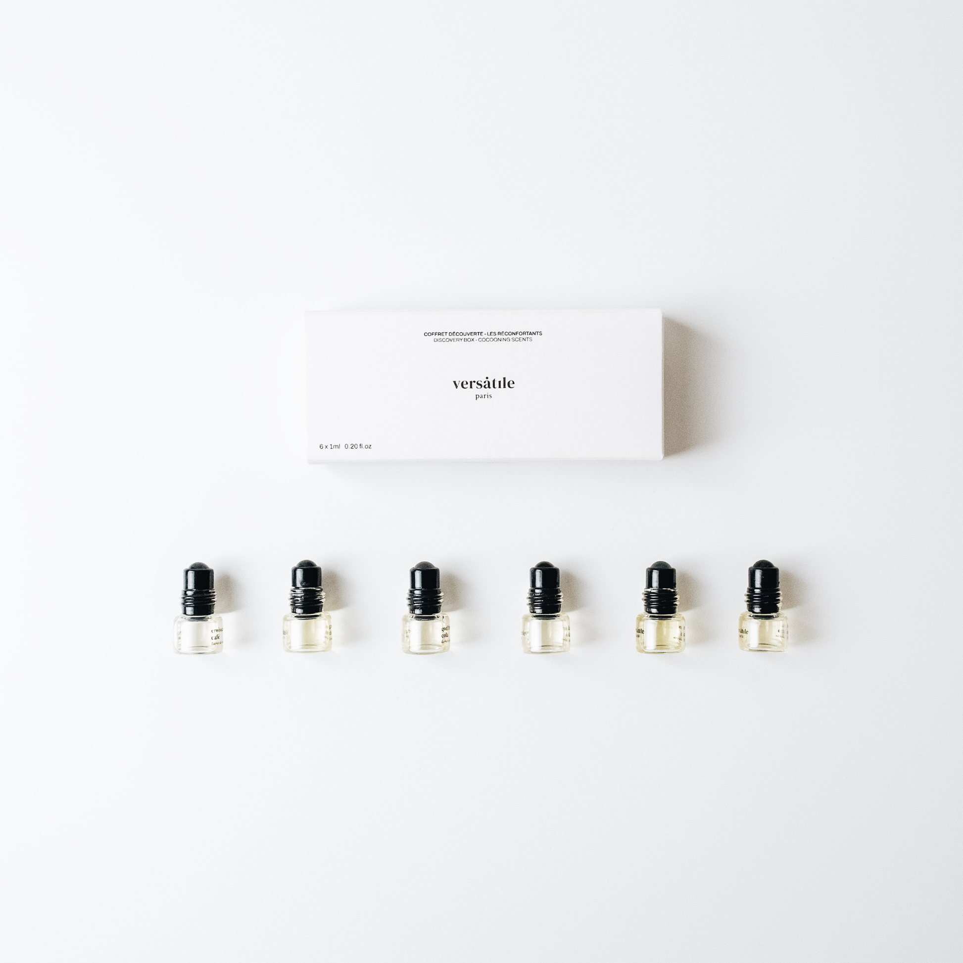 Alternate Image of The Cocooning Scents Discovery Set, white fragrance set box with small roller balls beneath it