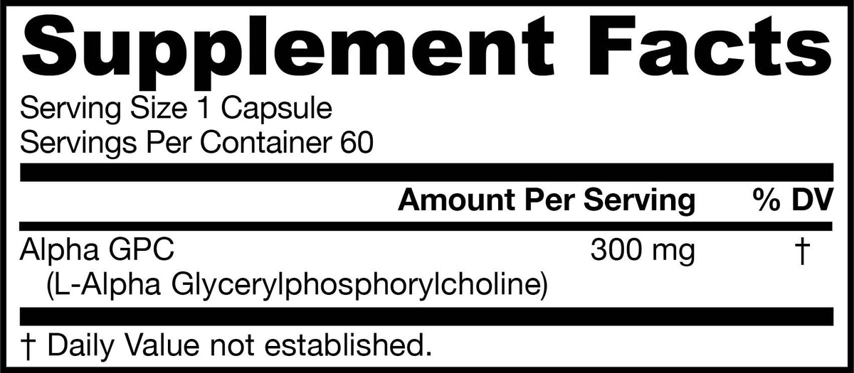 Alpha GPC 300mg 60 capsules - L-alphaglycerylphosphorylcholine