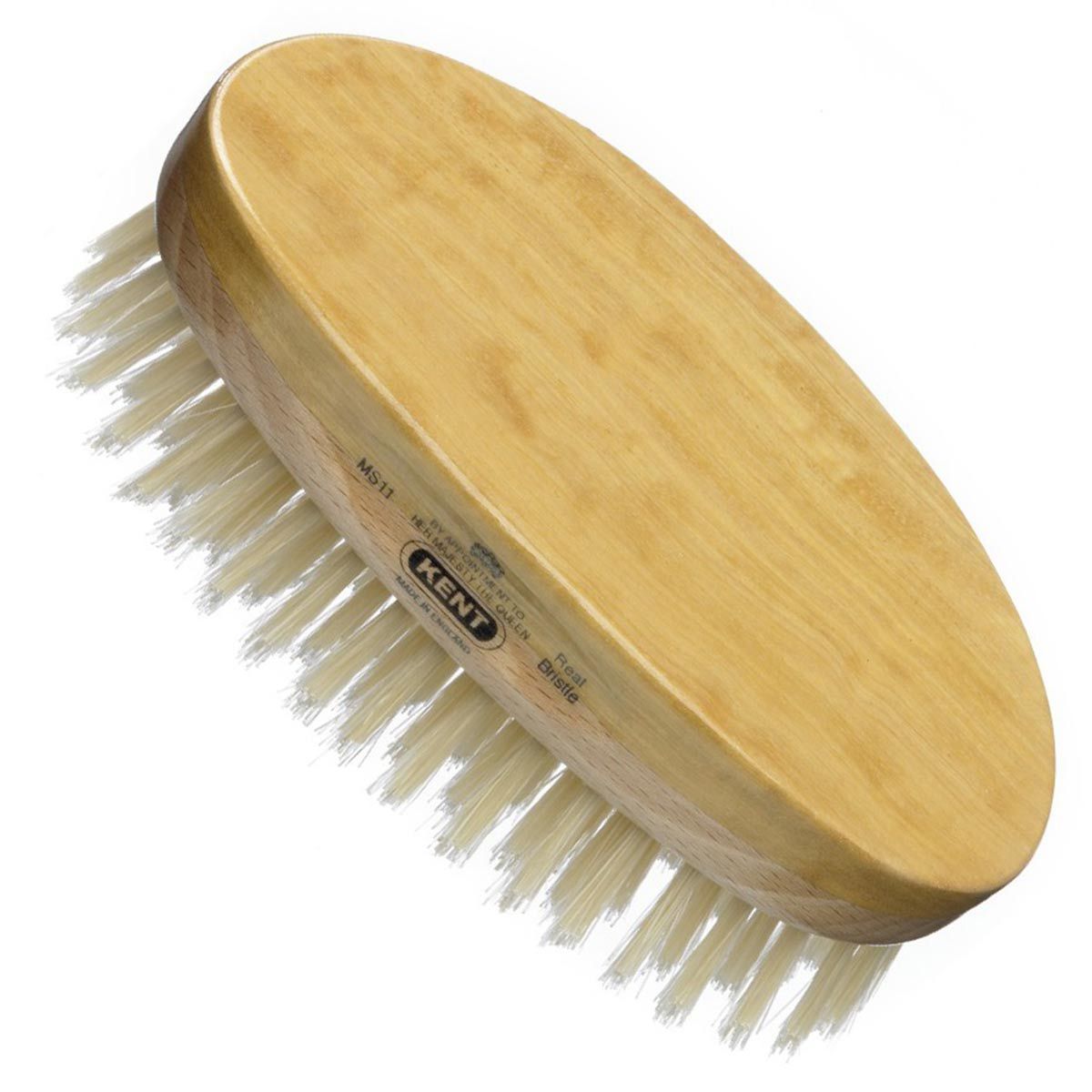 Primary image of Men's Oval Satinwood White Bristle Hairbrush - MS11