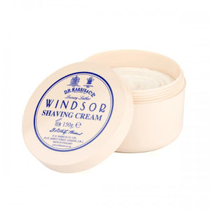 Front three-quarter view of D.R. Harris Windsor Shave Cream Bowl showcasing its open bowl and labeled lid on a white background