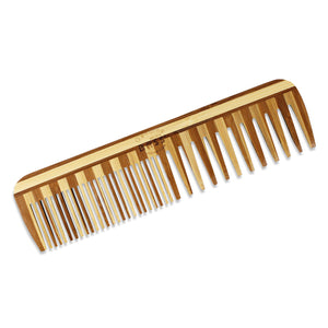 Angled view of Bass Brushes Bamboo Fine and Wide Tooth Comb showcasing fine and wide teeth on a white background