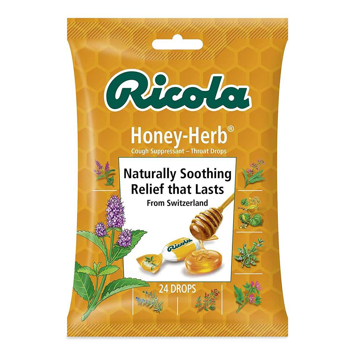 Ricola Cough Suppressant Throat Drops, Honey-Herb - 24 count