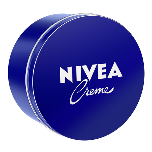 Front view of Nivea Creme 250 ml showcasing the blue round container with white lettering on a white background