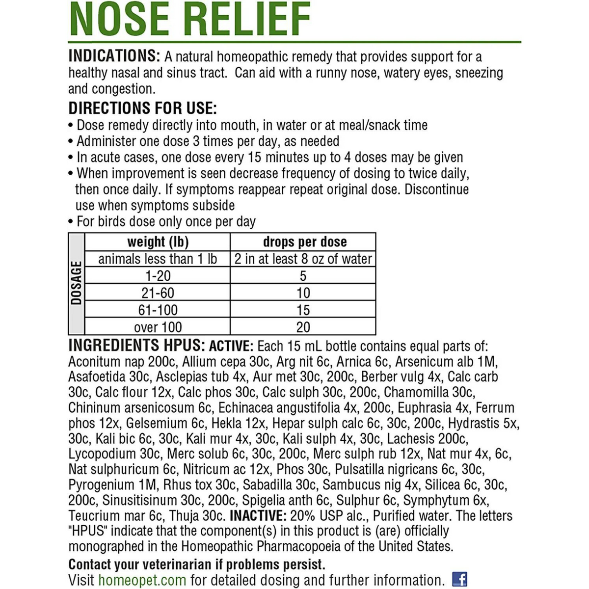 HomeoPet Nose Relief Remedy (15 ml) #5114