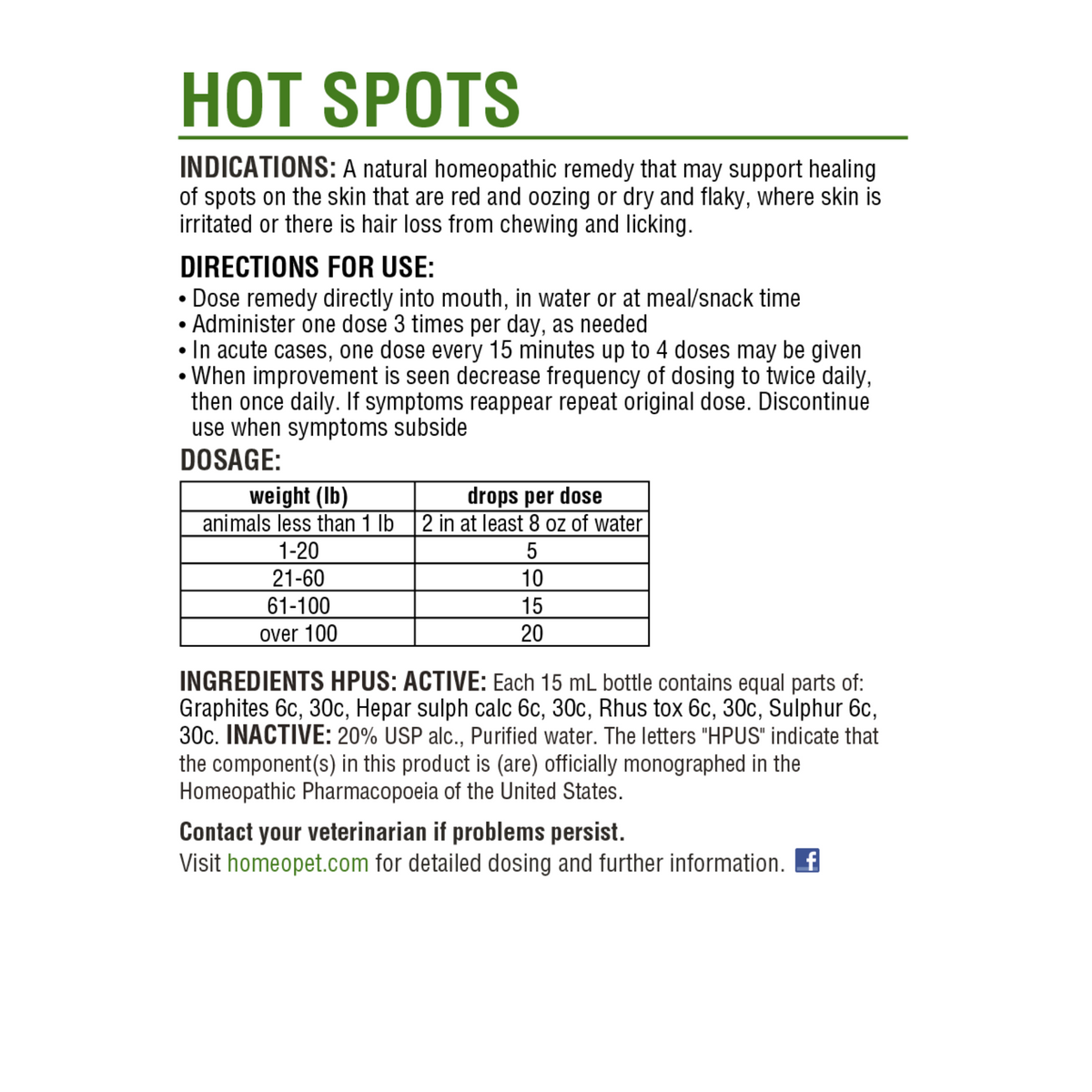 HomeoPet Hot Spots Remedy (15 ml) #5122