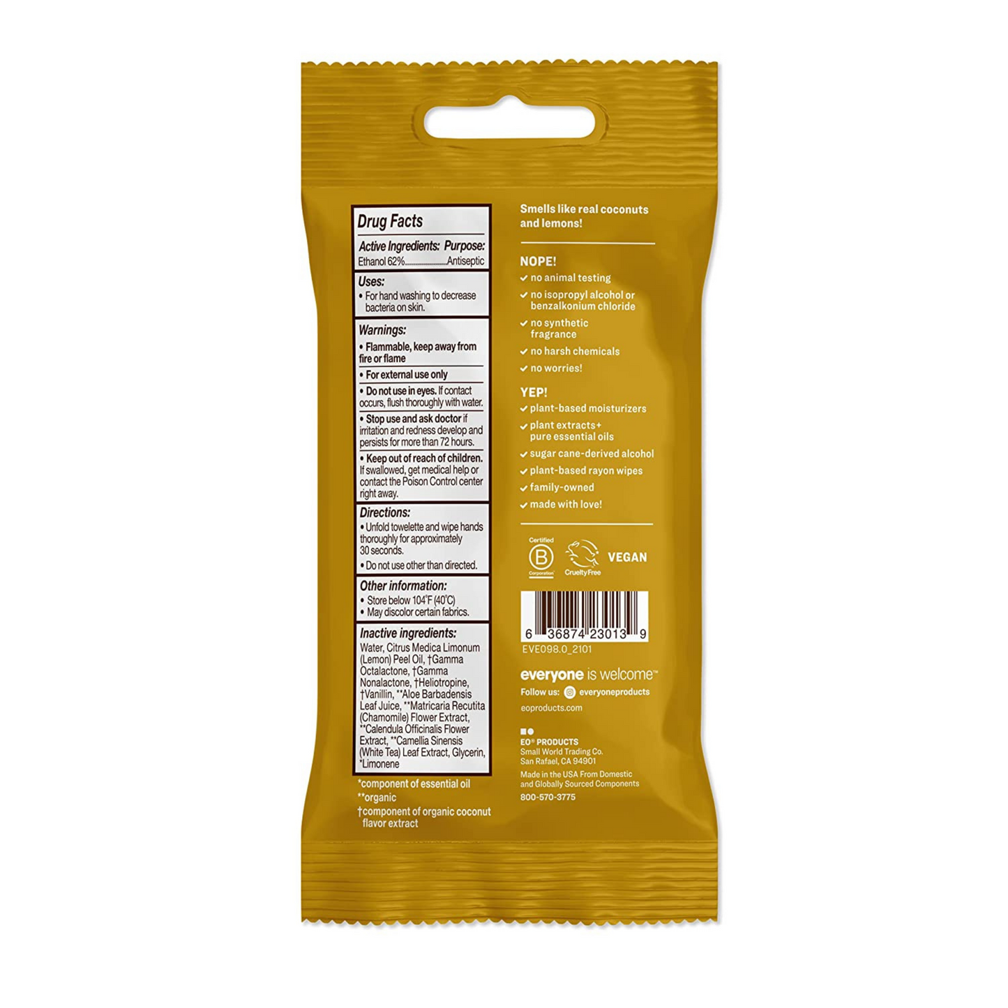 Coconut + Lemon Everyone Hand Sanitizer Wipes (15 count) #10084650