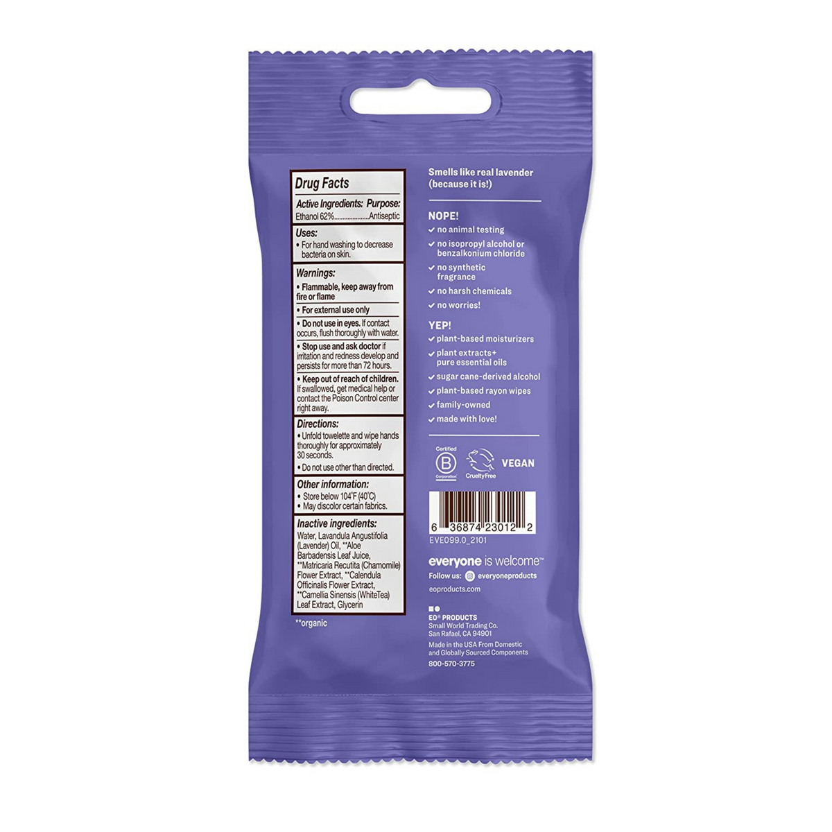 Lavender + Aloe Everyone Hand Sanitizer Wipes (15 count) #10084651