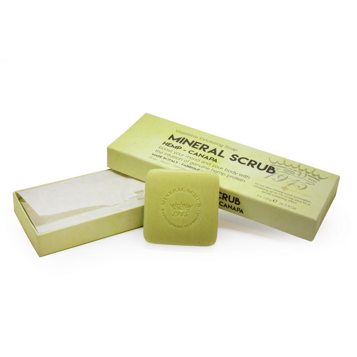 Primary Image of Saponificio Varesino Hemp Mineral Scrub Soap Set (3 x 100 g)