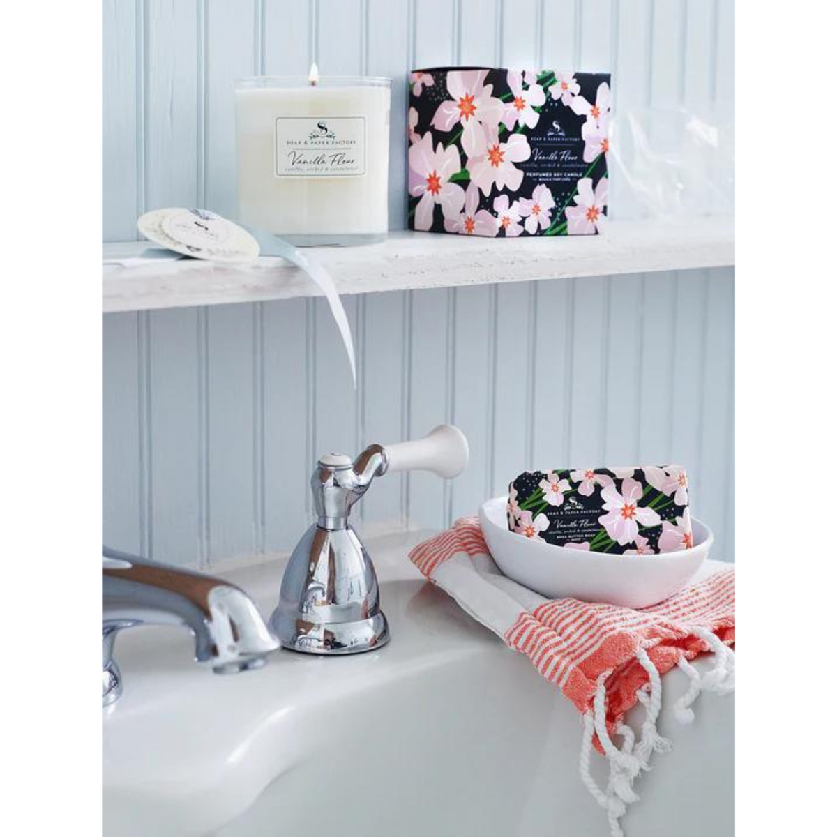 Soap & Paper Factory Vanilla Fleur Large Soy Candle & Soap Gift Set #10085687