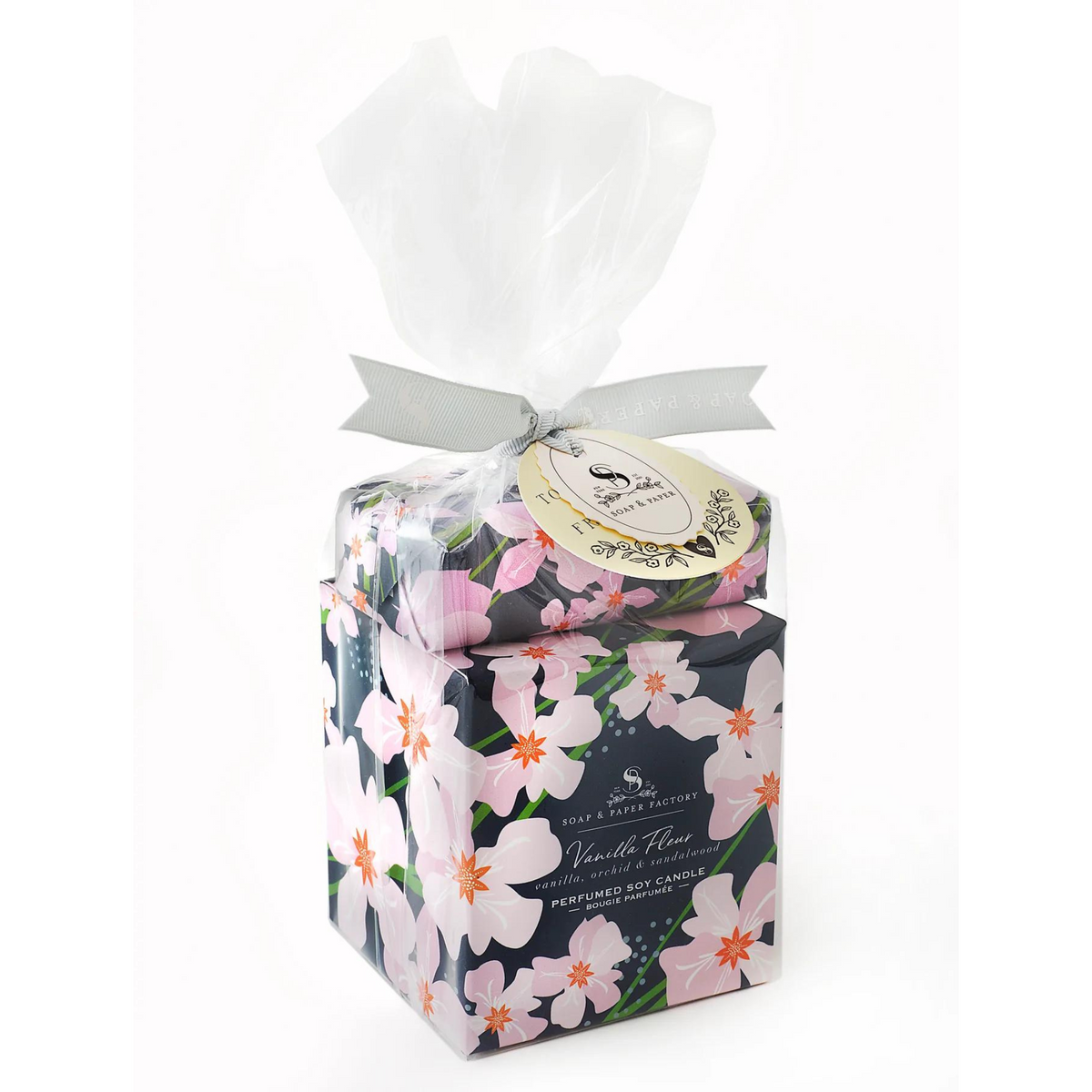 Primary Image of Soap & Paper Factory Vanilla Fleur Large Soy Candle & Soap Gift Set