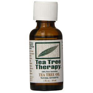 Front view of Tea Tree Therapy Tea Tree Oil bottle, labeled 100% pure Australian tea tree oil, on white background
