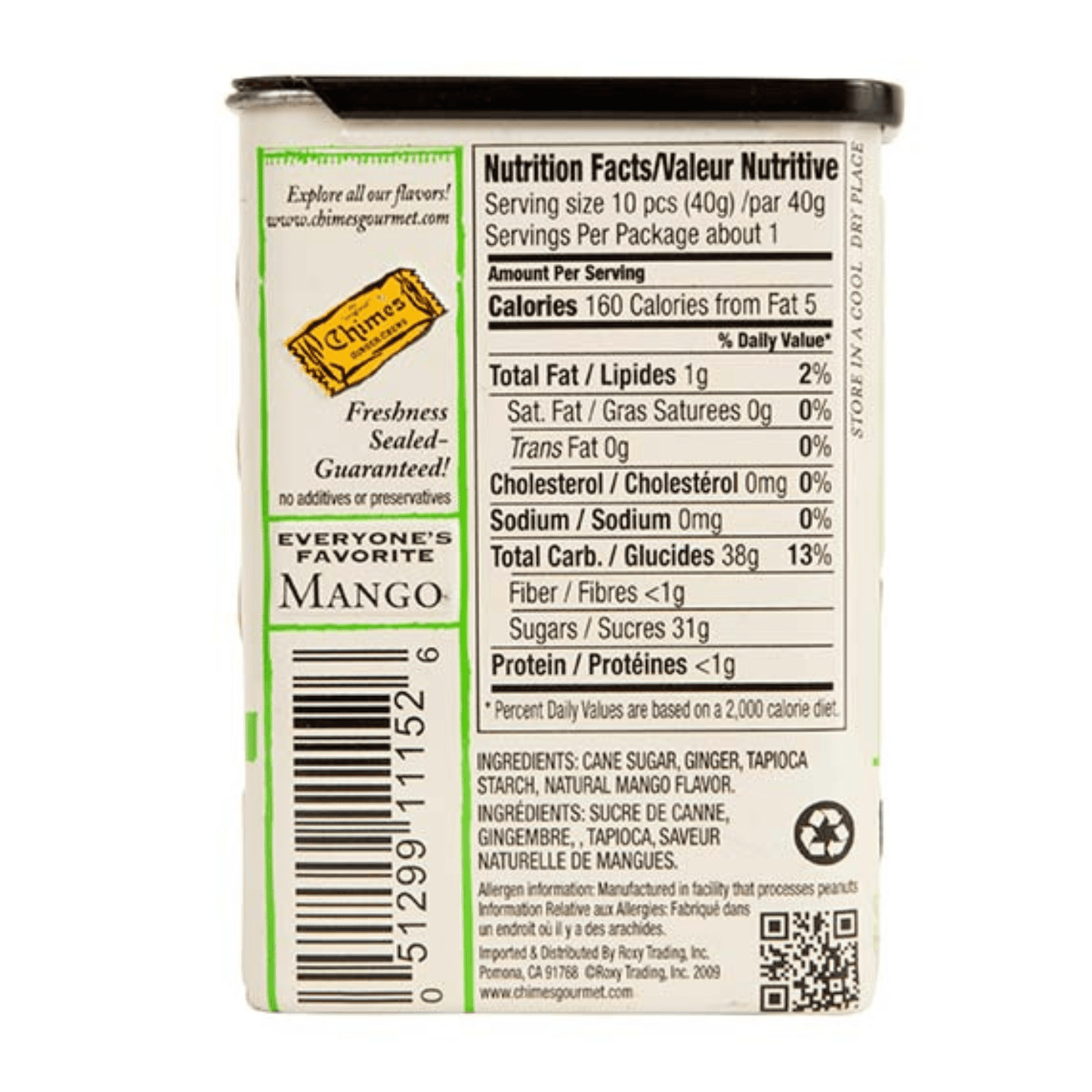 Chimes Mango Ginger Chews Tin (2 oz) Smallflower