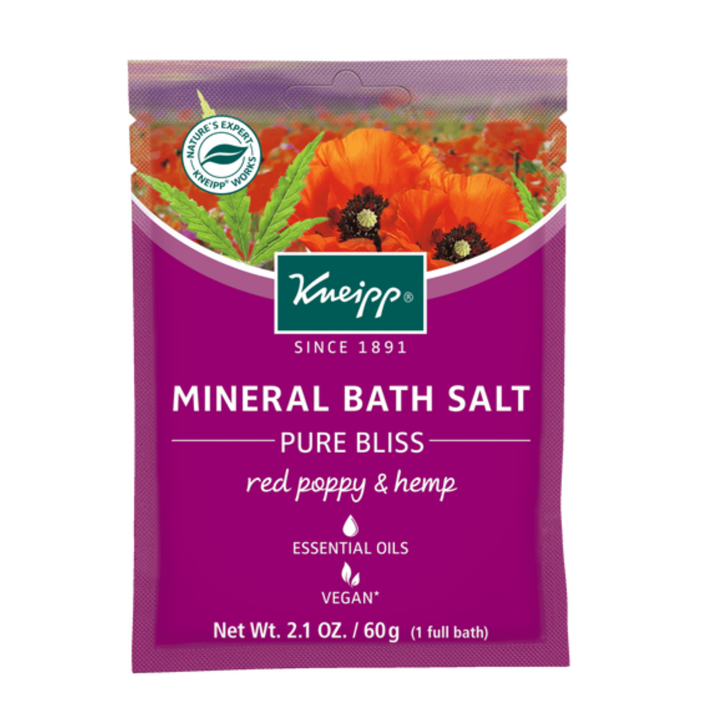 Primary Image of Red Poppy & Hemp Pure Bliss Bath Salt Sachet